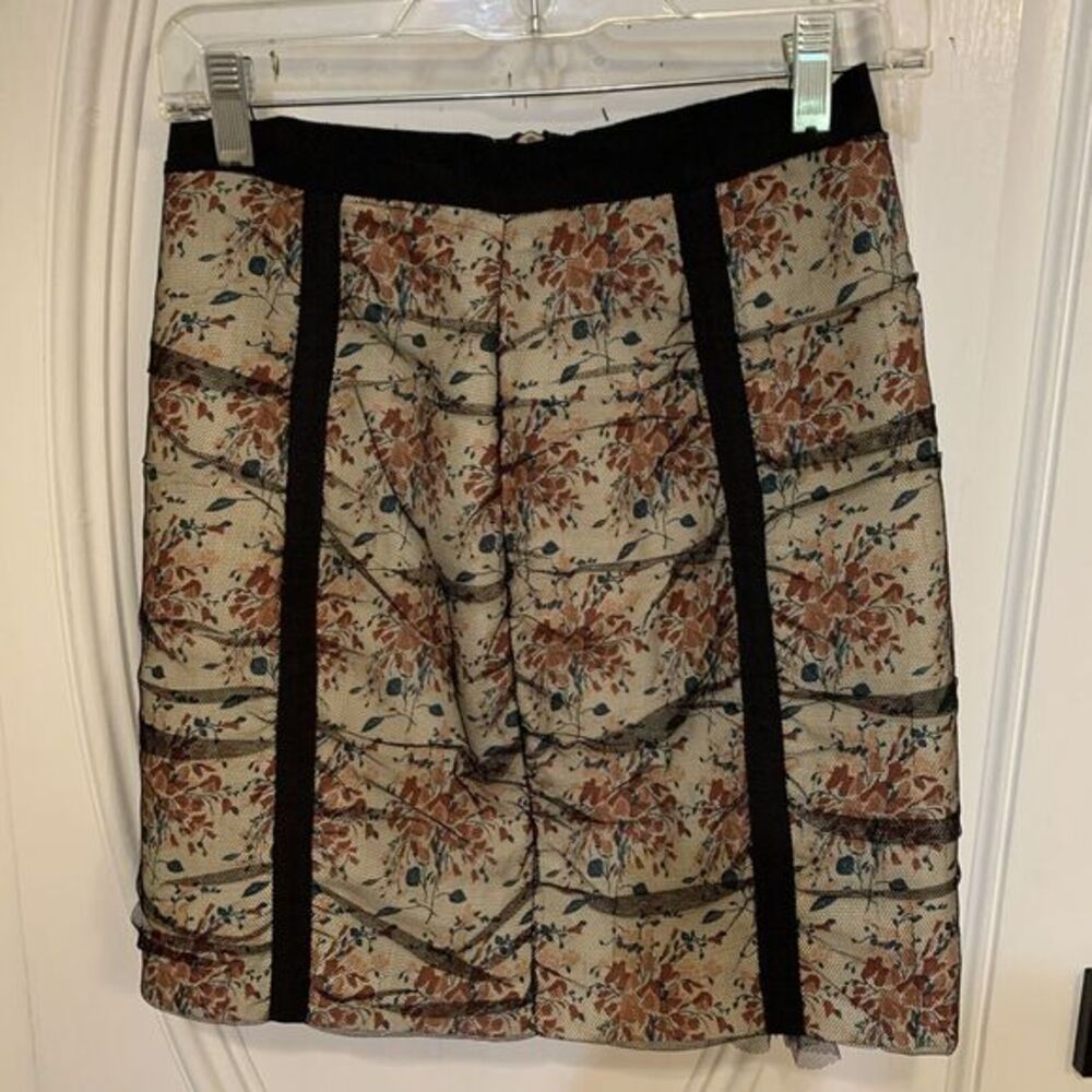 Twelve by Twelve‎ Los Angelos Floral & Black Mesh Mini Skirt Size XS Goth